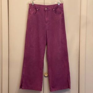 SHEIN I Cropped Wide Leg High Waist Split Hem Dark Purple Jeans